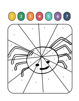 Página para Colorir Colorir por Número Aranha de Halloween