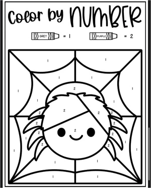 Página para Colorir Colorir por Número: Aranha Alegre Sorridente
