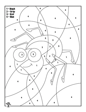 Página para Colorir Aranha Colorida Por Números