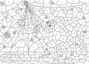 Colorir Aranha por Número com Sorriso