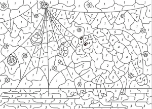 Página para Colorir Colorir Aranha por Número com Sorriso