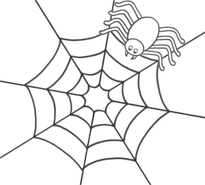 Página para Colorir Aranha na Teia