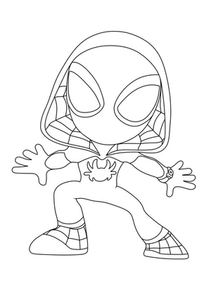 Página para Colorir Gwen Stacy de Spidey e Seus Amigos Incríveis