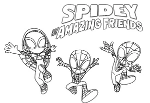 Página para Colorir Página para colorir imprimível do Homem-Aranha e seus Amigos Incríveis