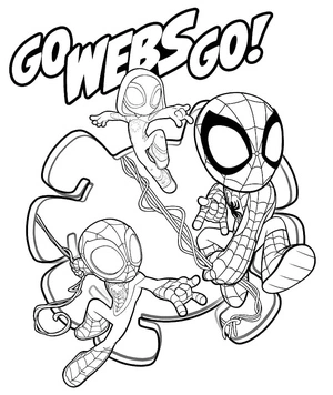 Página para Colorir Homem-Aranha e Seus Amigos