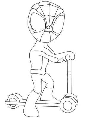 Página para Colorir Homem-Aranha Andando de Patinete