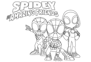 Página para Colorir Spidey e Seus Incríveis Companheiros