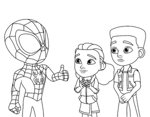 Página para Colorir Spidey e as Crianças