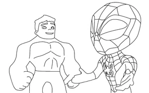Página para Colorir O Incrível Hulk e o Homem-Aranha