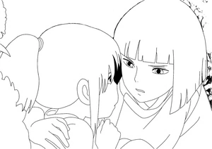 Página para Colorir Chihiro e Haku - Página para Colorir com Chihiro e Haku
