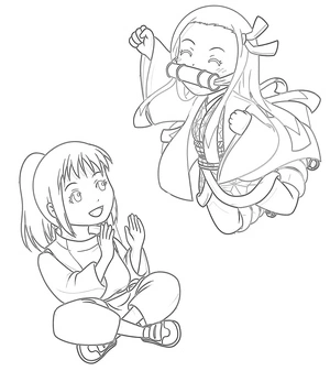Página para Colorir Página para Colorir Chihiro e Nezuko
