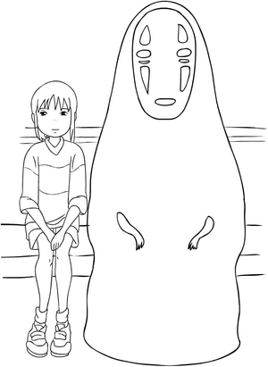 Chihiro e Sem Rosto do filme A Viagem de Chihiro