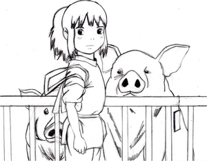 Página para Colorir Chihiro do filme A Viagem de Chihiro