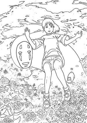 Página para Colorir Página para Colorir de A Viagem de Chihiro