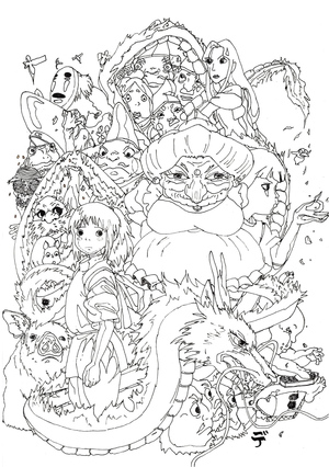 Página para Colorir de A Viagem de Chihiro para Imprimir
