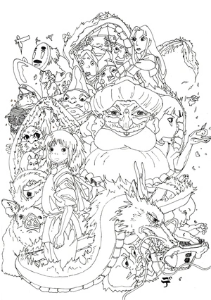 Página para Colorir Página para Colorir de A Viagem de Chihiro para Imprimir