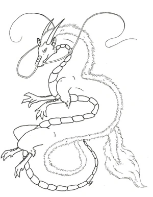 Página para Colorir Página para Colorir de A Viagem de Chihiro: Haku