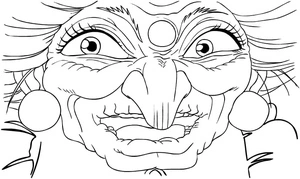 Página para Colorir Yubaba do anime 