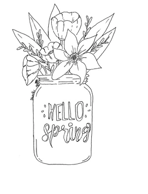 Página para Colorir Vaso de Flores Florais de Primavera