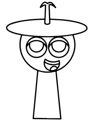 Galinha estilizada sorrindo, fácil Sprunki Incredibox coloring page, free printable