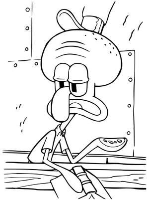 Página para Colorir Squidward Relaxado