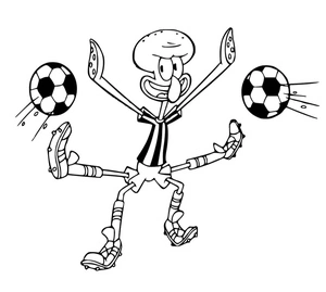 Página para Colorir Diversão de Futebol com Lula Molusco