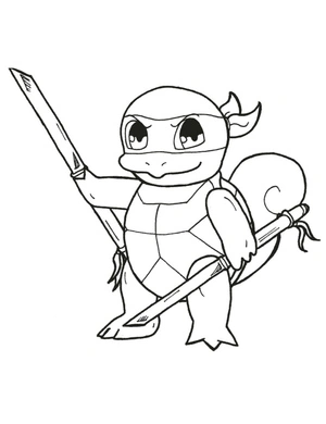 Página para Colorir Ninja Squirtle