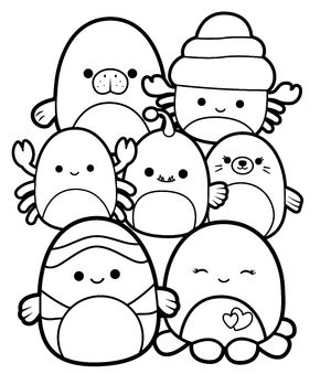 Página para Colorir Amiguinhos de Marshmallow Macios e Fofos