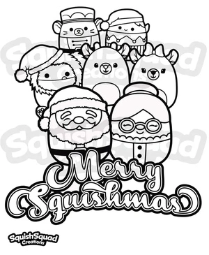 Página para Colorir Squishy Feliz Natal Squishmallows