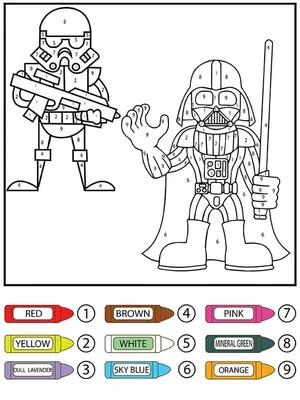 Página para Colorir Colorir por Número Adorável Star Wars