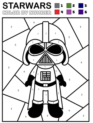 Página para Colorir Colorir por Número: Darth Vader de Star Wars