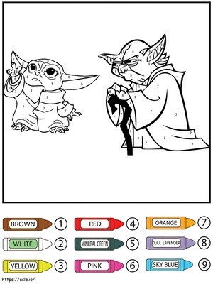 Página para Colorir Colorir por Número com Yoda de Star Wars
