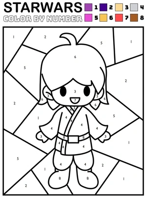 Página para Colorir Colorir por Número Star Wars para Crianças