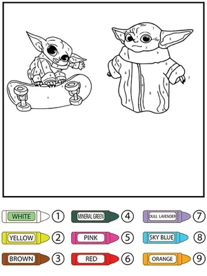 Página para Colorir Colorir por Número Star Wars Yoda