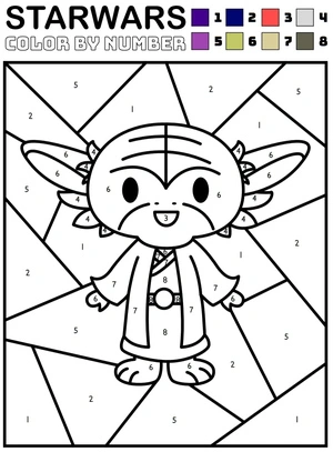 Página para Colorir Yoda de Star Wars Colorir por Número