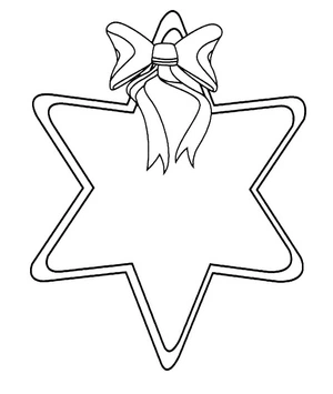 Estrela com laço, fácil página para colorir de Natal, imprimível grátis
