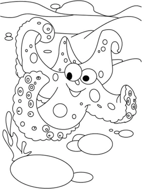 Página para Colorir Uma Estrela-do-Mar Alegre
