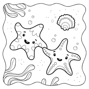 Página para Colorir Estrela-do-mar Alegre
