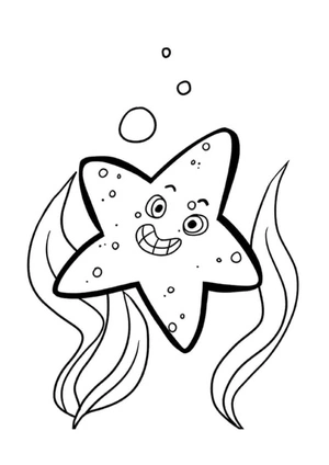 Página para Colorir Estrela-do-mar Feliz