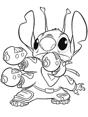 Página para Colorir Página para Colorir: Stitch com Raios Laser