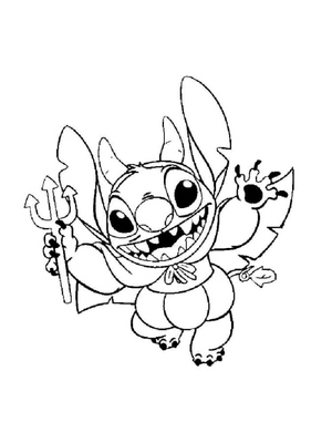 Fantasia de Halloween do Stitch como o Diabo