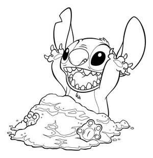 Stitch Brincando na Lama