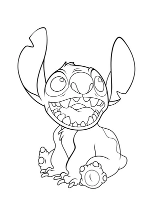 Página para Colorir Stitch Sentado com um Sorriso