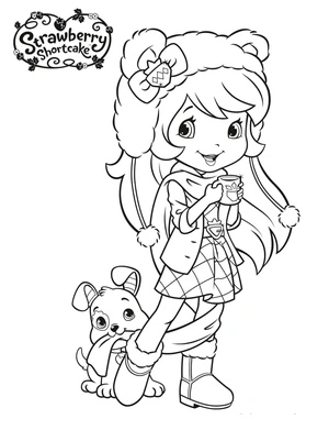 Página para Colorir Strawberry Shortcake com um Cachorrinho