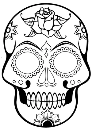 Página para Colorir Caveira de Açúcar Incrível