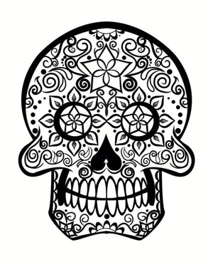 Página para Colorir Caveira de Açúcar Detalhada