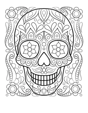 Página para Colorir Caveira de Açúcar Calavera