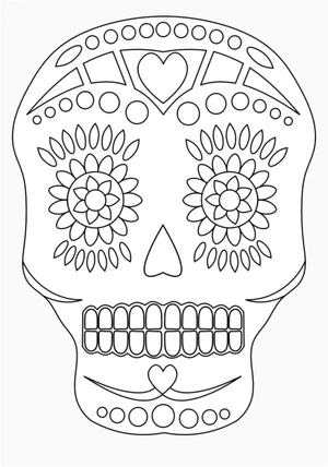 Página para Colorir Design de Caveira de Açúcar