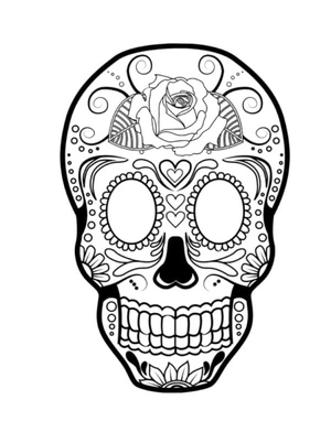 Página para Colorir Página para Colorir Caveira e Rosa