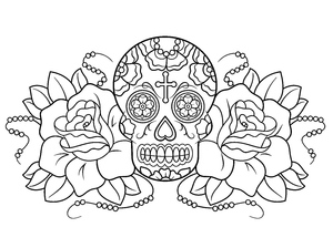 Caveira decorada com Rosas